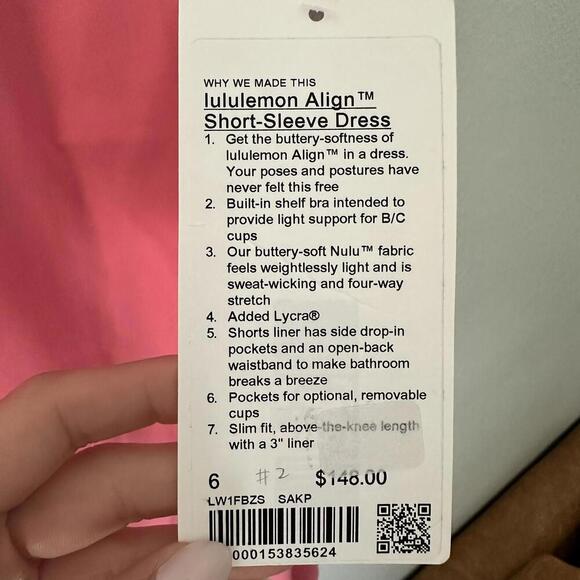 Lululemon Align Short-Sleeve Athletic Dress Sakura Pink Size 6 NWT - Picture 6 of 9